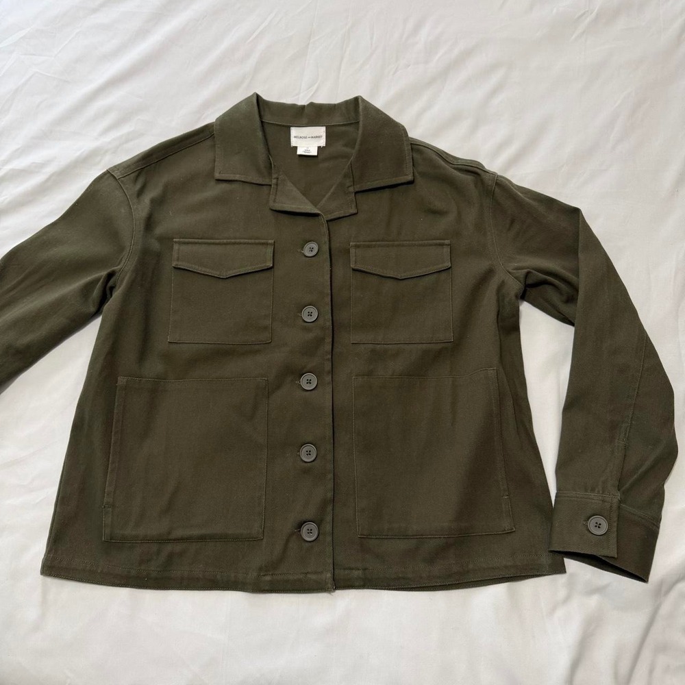 Melrose and Market Olive Cotton Utility Jacket